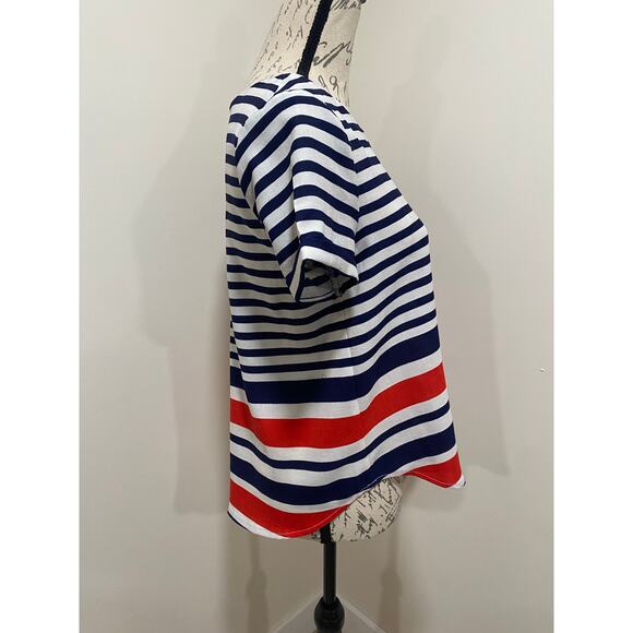 EUC Everly Linen Cotton Nautical Lace Up Back Top Blouse Size Small - Picture 4 of 9